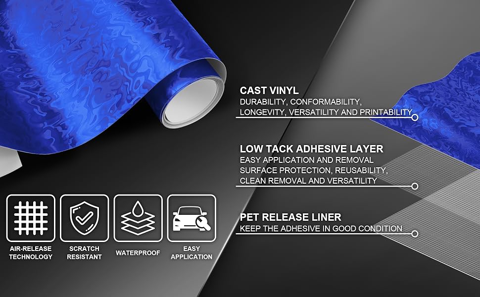 Lypumso Blue PET Damascus Forged Vinyl Wrap - detail image 3