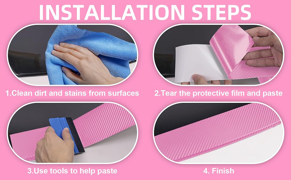 Lypumso 3D Pink Carbon Fiber Vinyl Wrap Tape with Tools Kits - detail image 6